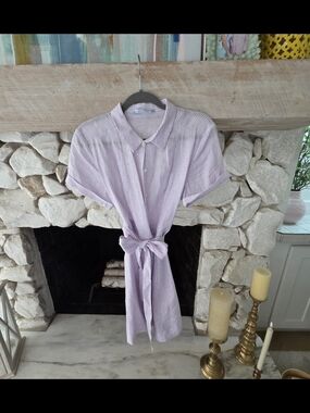 Hill House Lavender and White Striped Short-Sleeve Button-Down